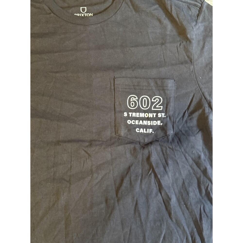 Brixton Shirt Mens Medium Black 602 Tremont St Oceanside California Pocket Tee - Picture 3 of 10